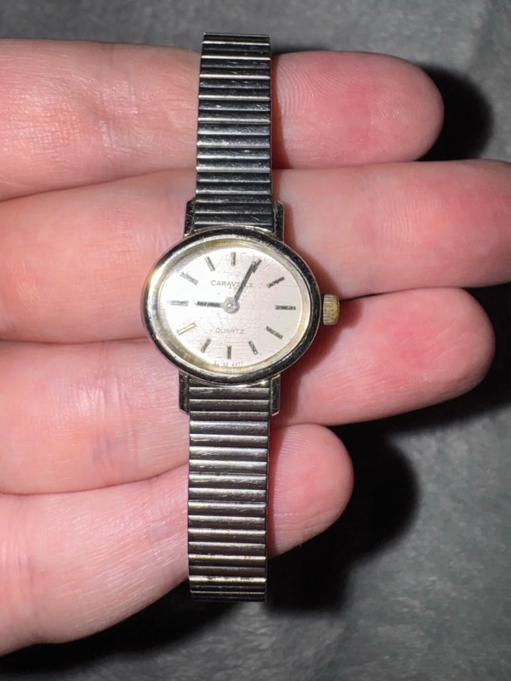 Vintage Silver-Tone Stretch Bracelet Watch